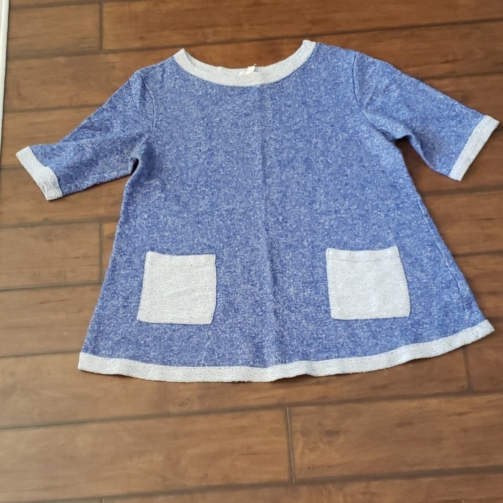 Anthropologie Short sleeve blue top with pockets